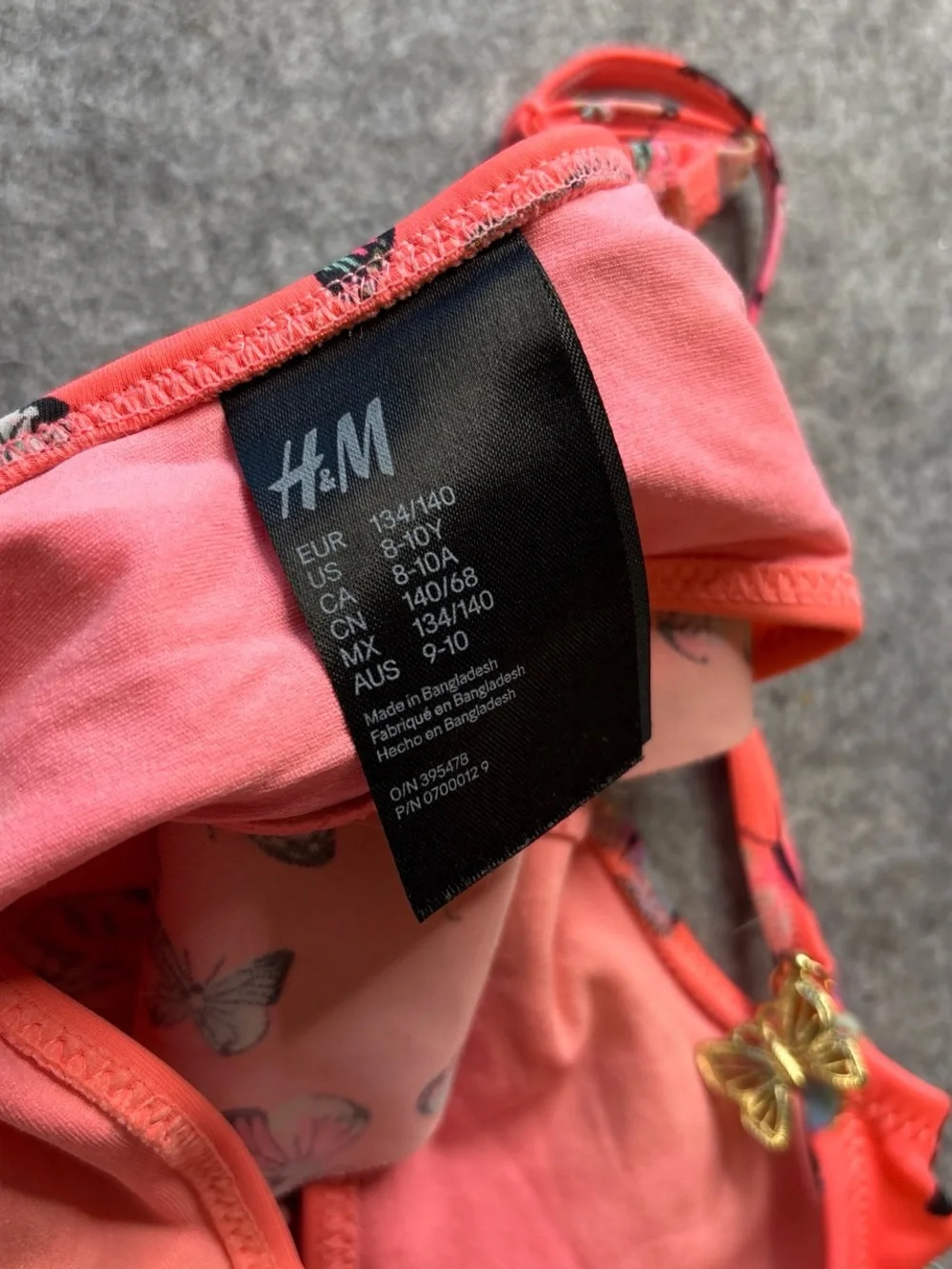 H&M Pink Coral Butterfly Two-Piece Swim Set